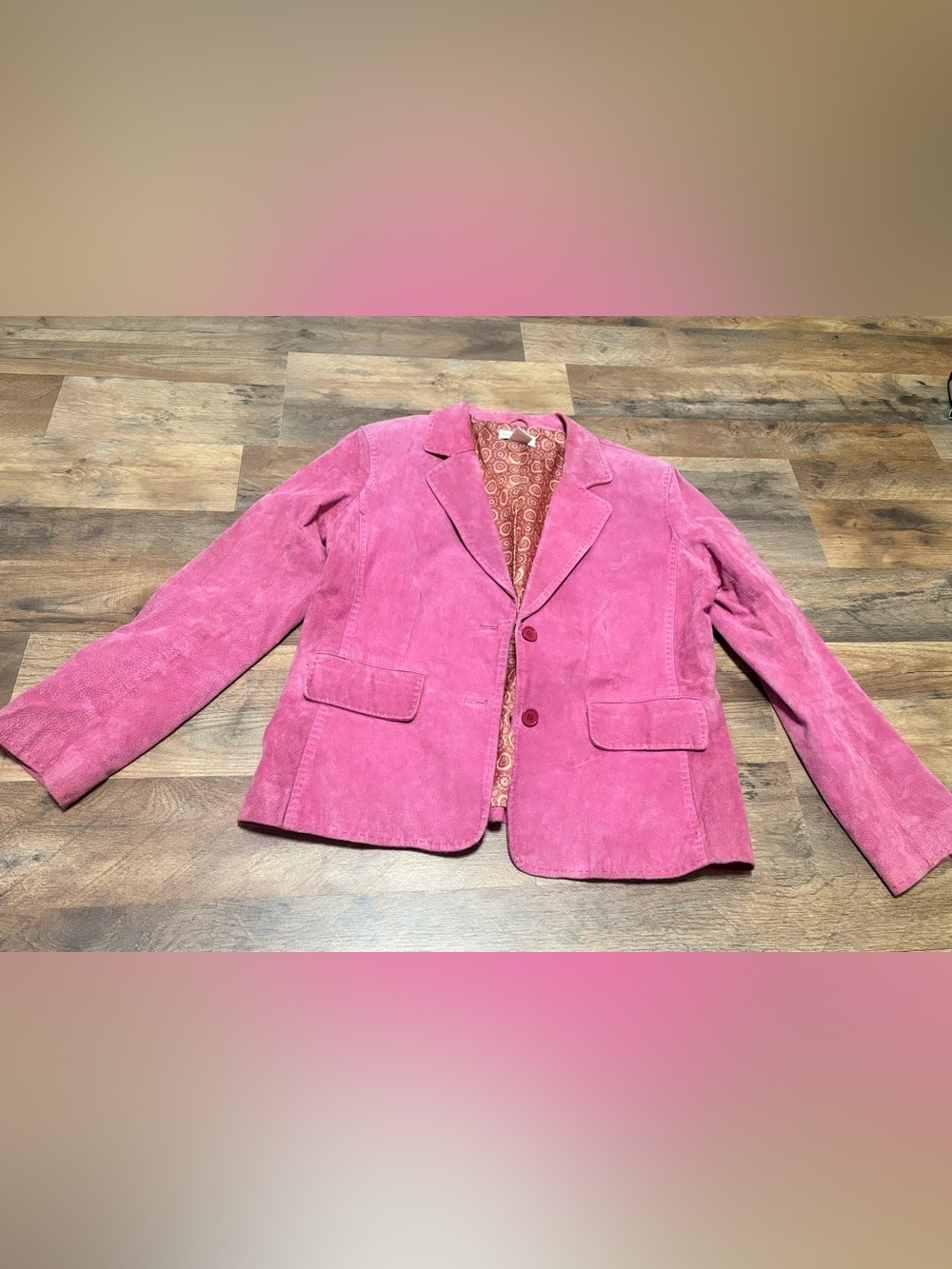 Worthington Pink Suede Leather Blazer Jacket Women’s Large